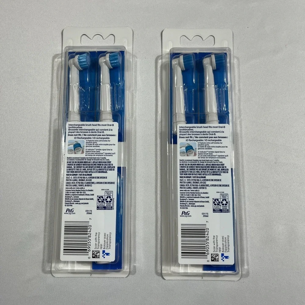 2 Oral-B Sensitive Gum Care Replacement Brush Heads 3 Count Extra Soft Bristles